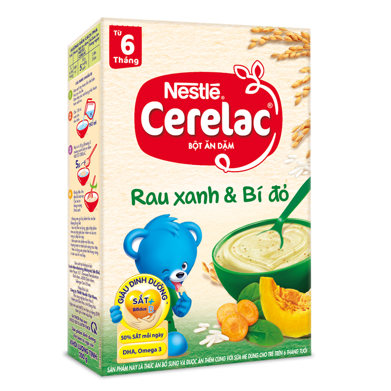 Bột ăn dặm Nestle Cerelac - Rau xanh & bí đỏ (200gr)